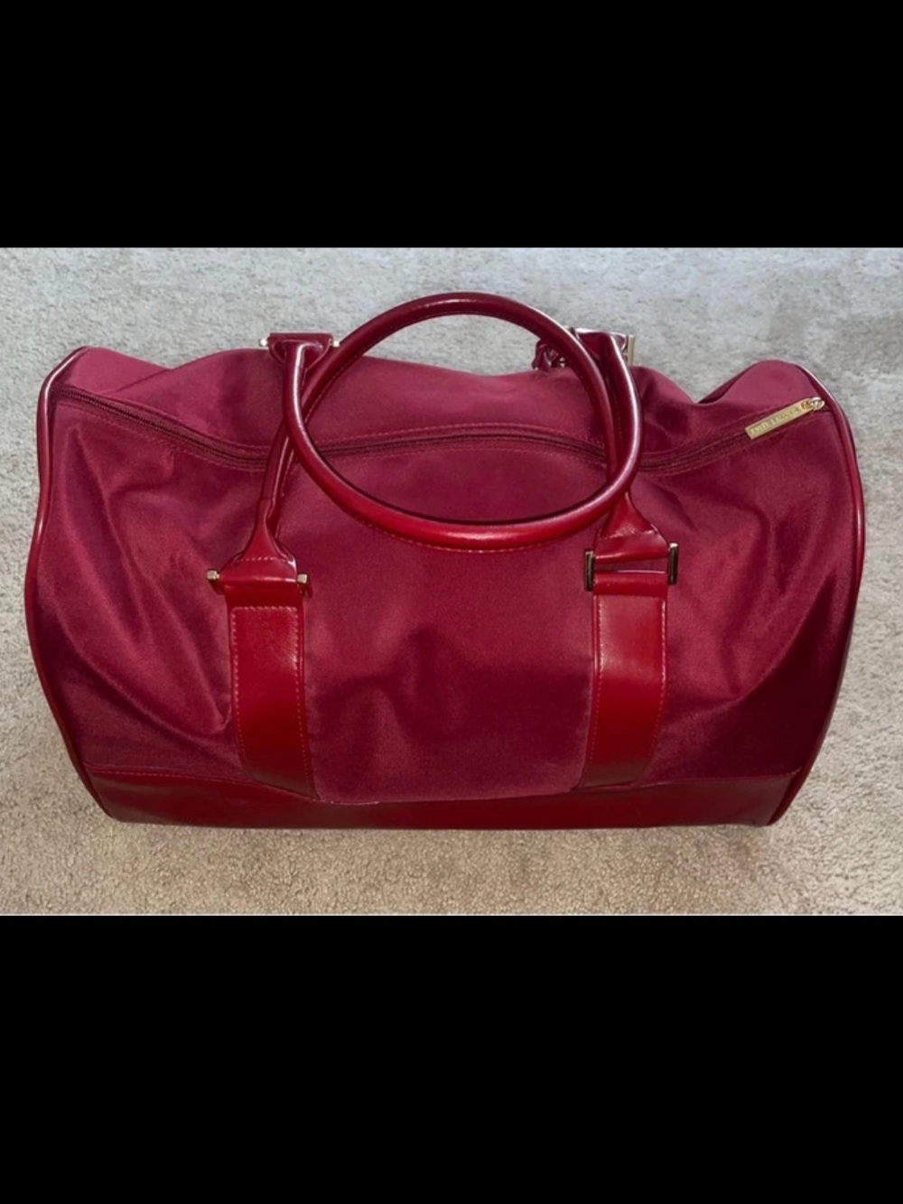 ESTEE lauder Vintage Red Multi Vinyl/Leather
Large Tote Bag Purse Handbag